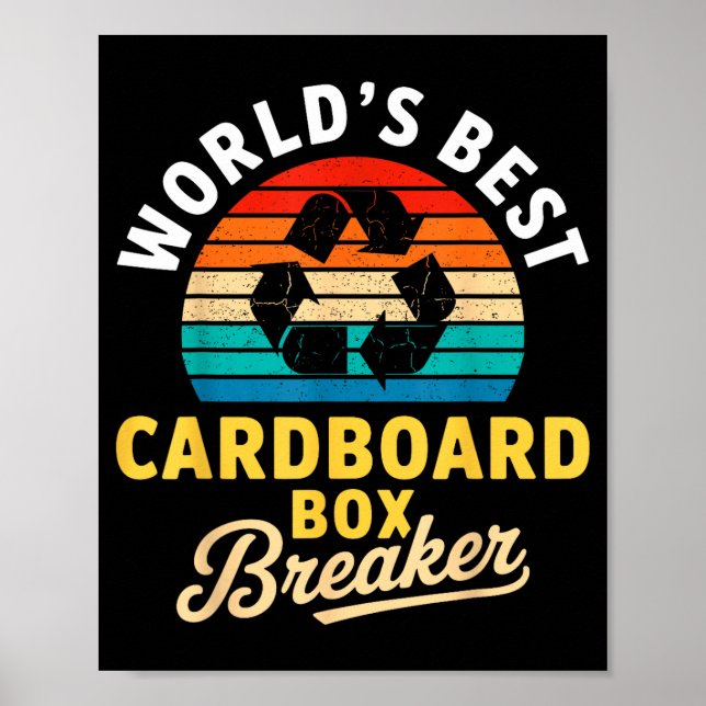 World’s Cardboard Box Breaker Funny Recycling Hero Poster (Vorne)