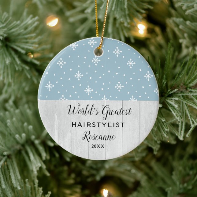 World’s Greatest Hairstyist Snowflakes Customized Keramik Ornament (Baum)