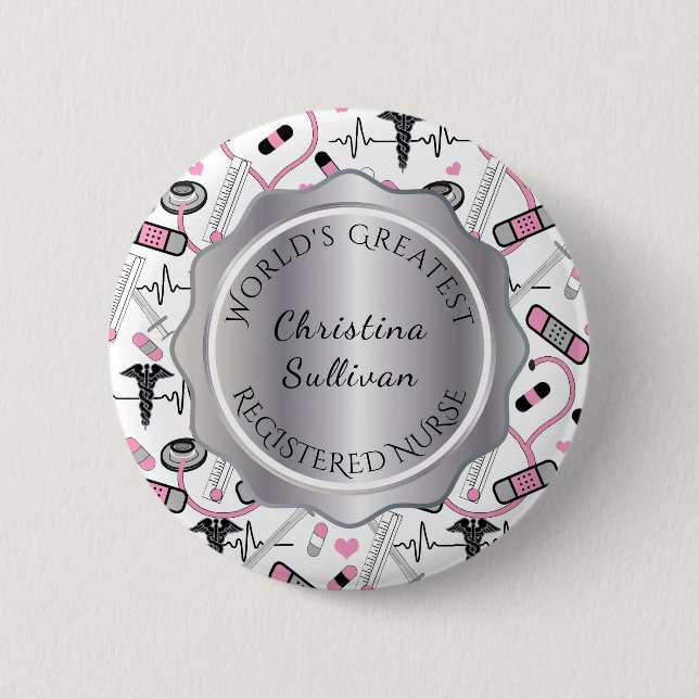 World’s Greatest Medical Nurse | Doctor Name Button (Vorderseite)