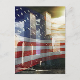 World Trade Center mit Flaggen Postkarte