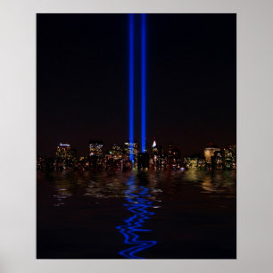 World Trade Center-Tribut im Licht nachts Poster