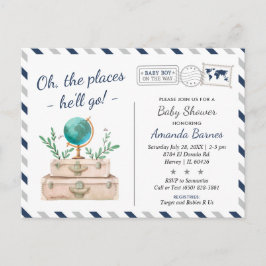 World Travel Adventure Baby Boy Dusche Postkarte