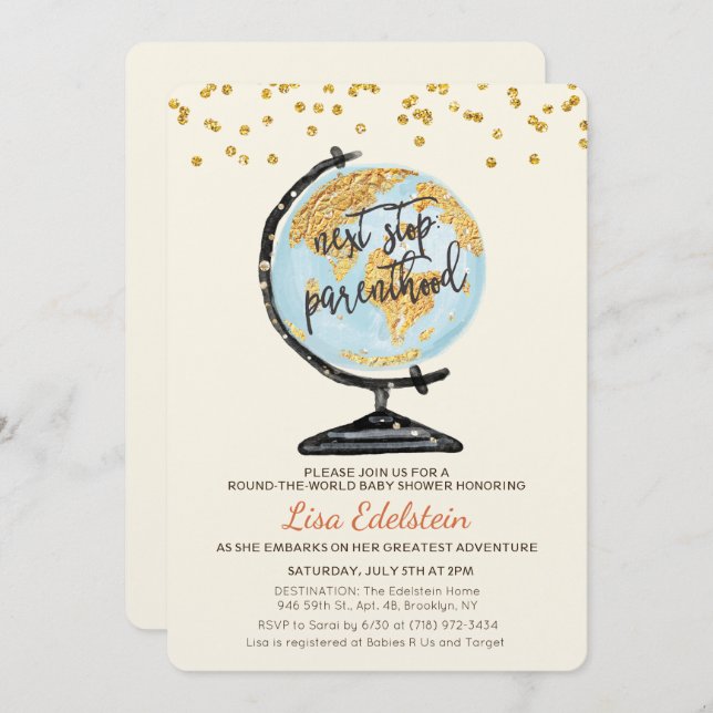 World Travel Baby Shower Einladung