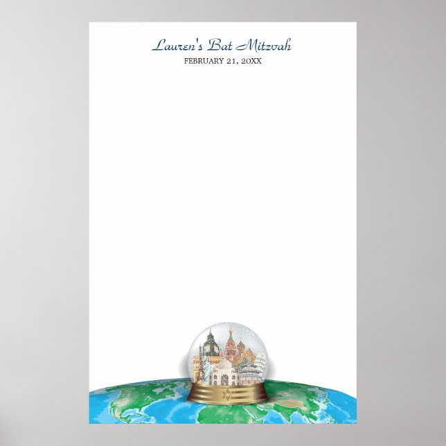 World Travel Bar Bat Mitzvah Sign-In Poster (Vorne)