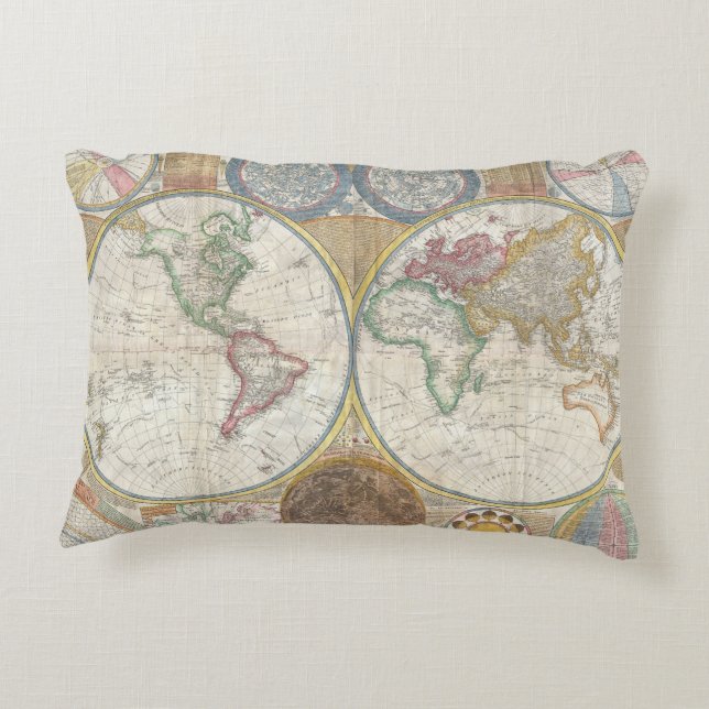 World Travel Map Antique Vintag Dekokissen (Rückseite)