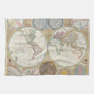 World Travel Map Antique Vintag Geschirrtuch