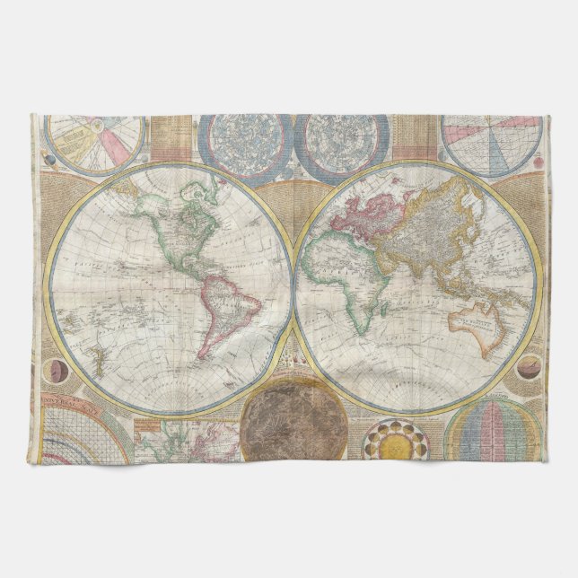 World Travel Map Antique Vintag Geschirrtuch (Horizontal)