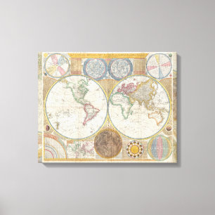 World Travel Map Antique Vintag Leinwanddruck