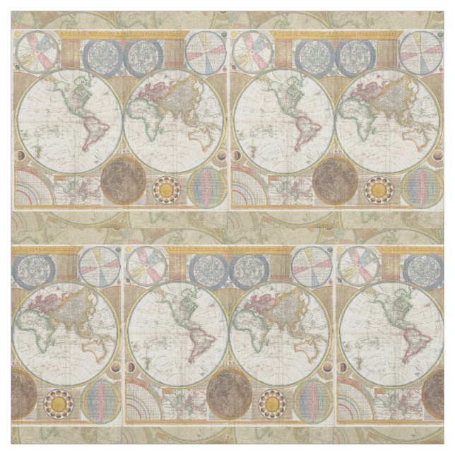 World Travel Map Antique Vintag Stoff (Muster)
