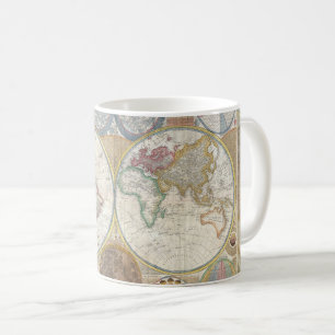 World Travel Map Antique Vintag Tasse