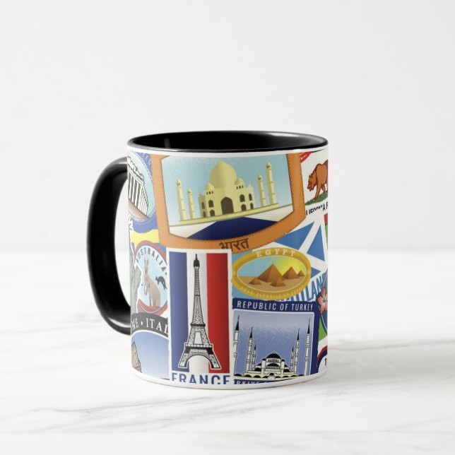 World Travel Pattern Tasse (Vorderseite Links)