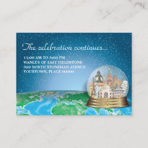 World Travel Snow Globe Bar Bat Mitzvah Empfang Begleitkarte
