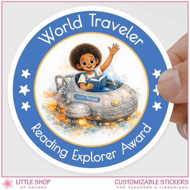 World Traveler Teacher Reading Explorer Award Runder Aufkleber (Von Creator hochgeladen)