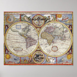 World Traveler Vintage Map Thunder_Cove Poster