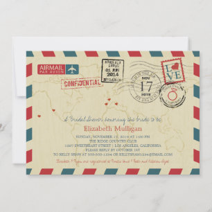 World Traveller Airmail Brautparty Einladung