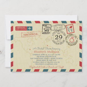 World Traveller Airmail   Brautparty Einladung