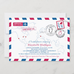 World Traveller Airmail  Brautparty Einladung