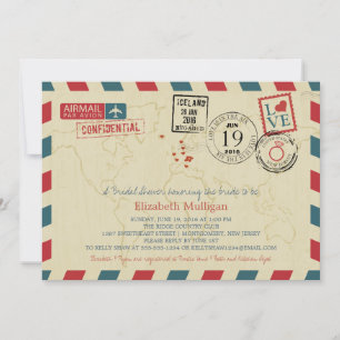 World Traveller Airmail   Brautparty Einladung
