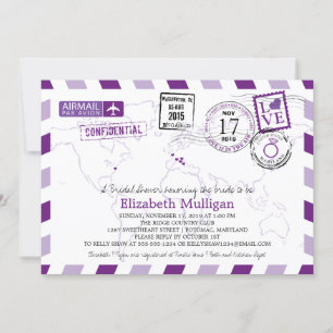 World Traveller Airmail  Brautparty Einladung