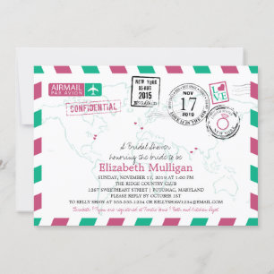 World Traveller Airmail  Brautparty Einladung