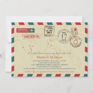 World Traveller Airmail Brautparty Einladung