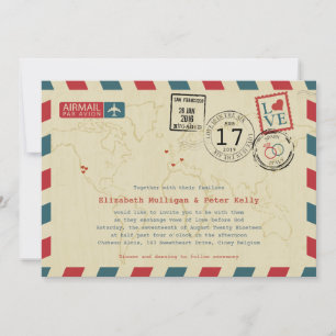 World Traveller Airmail Hochzeit Einladung