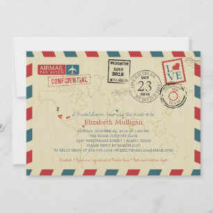 World Traveller Airmail   TEXAS-Brautparty Einladung