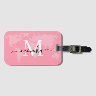 World Traveller Baby Pink Karte Benutzerdefinierte Gepäckanhänger