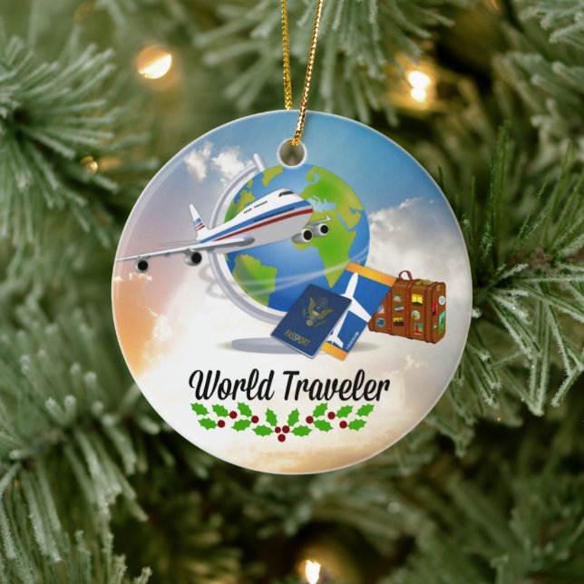 World Traveller Christmas Keramik Ornament (Baum)
