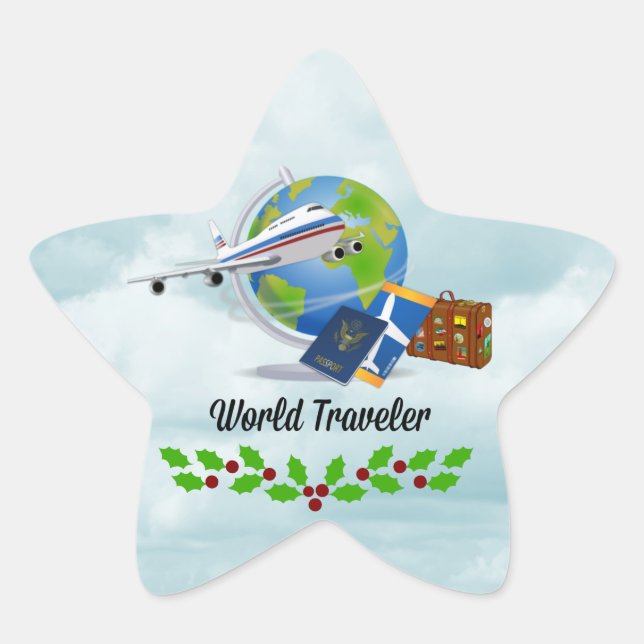 World Traveller Christmas Stern-Aufkleber (Vorderseite)