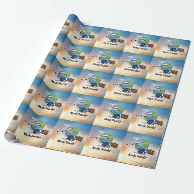 World Traveller, Design 2, Geschenkpapier (Ungerollt)