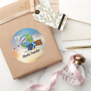 World Traveller, Design 2, Runder Aufkleber