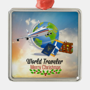 World Traveller, Frohe Weihnachten, Ornament Aus Metall