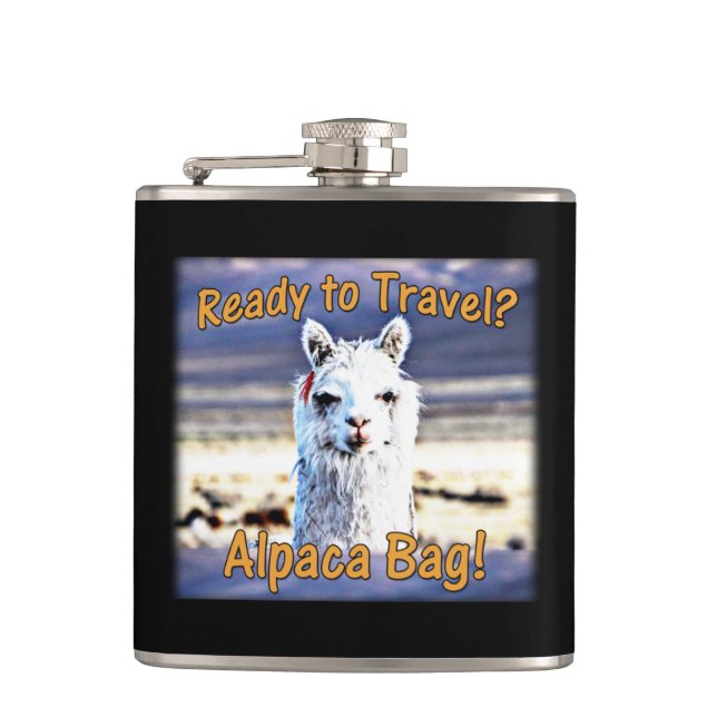 World Traveller - Funny Alpaca Bag Flachmann (Vorderseite)
