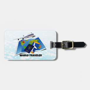 World Traveller - Karte, Reisepass und Fahrkarten Gepäckanhänger