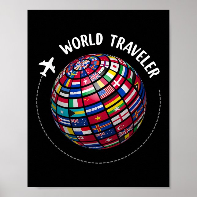 World Traveller Map, World Flags Traveller, Land Poster (Vorne)