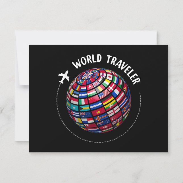 World Traveller Map, World Flags Traveller, Land Save The Date (Vorderseite)