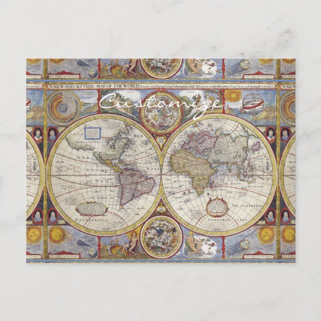 World Traveller Vintag Map Thunder_Cove Postkarte (Vorderseite)