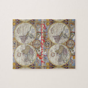 World Traveller Vintag Map Thunder_Cove Puzzle