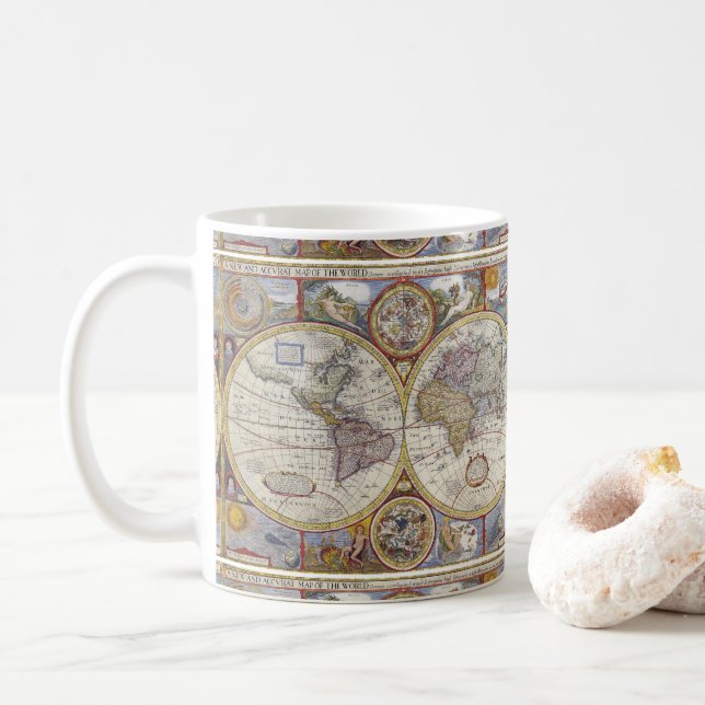 World Traveller Vintag Map Thunder_Cove Tasse (Mit Donut)