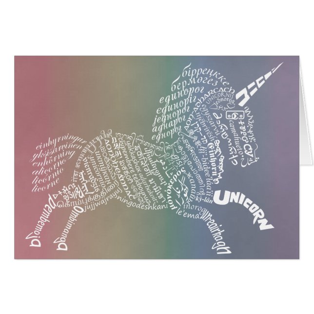 World Unicorn Card - Rainbow Background (Vorderseite (Horizontal))
