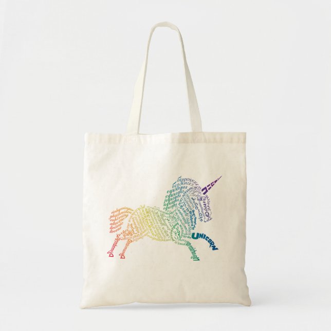 World Unicorn Tote Bag - Helles Regenbogen Tragetasche (Vorne)