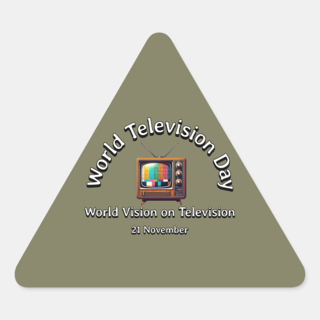 World Vision on Television. Fernsehtag. Dreieckiger Aufkleber (Vorderseite)