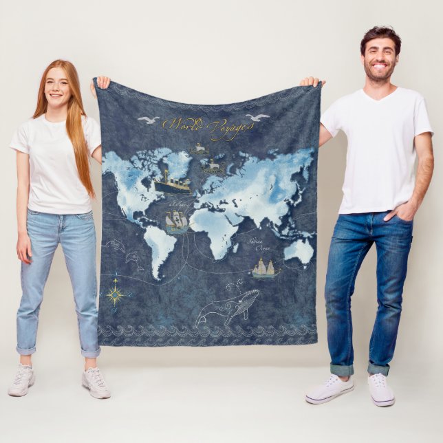 World Voyages Map Fleece Blanket (Beispiel)