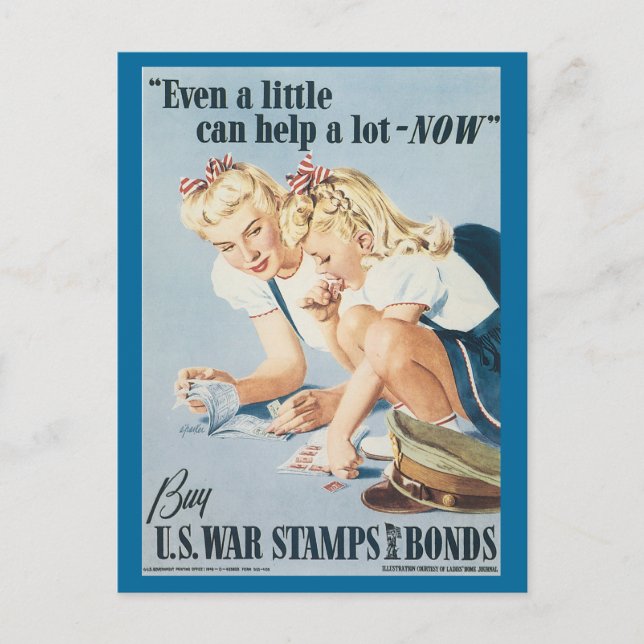 World War Postcards, War Bonds Poster - Pin up Postkarte (Vorderseite)