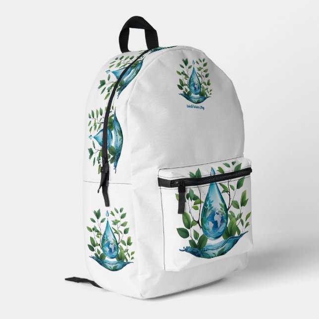 World Water Day Bedruckter Rucksack (Rückseitige Ecke links)