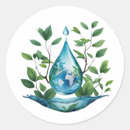 World Water Day Runder Aufkleber
