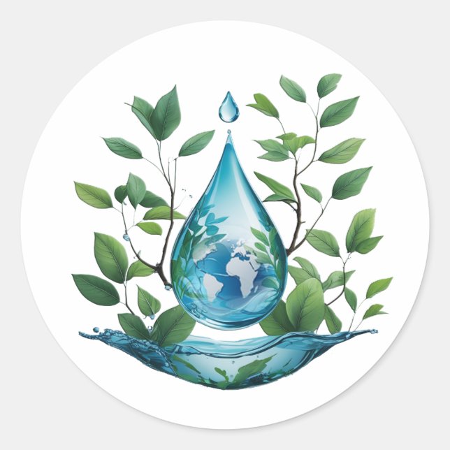 World Water Day Runder Aufkleber (Vorderseite)