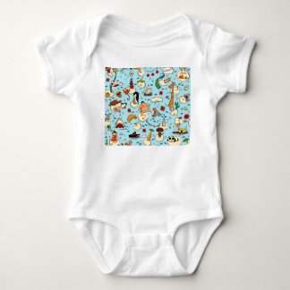 World Wonders: Farbenfrohe blaue Muster. Baby Strampler