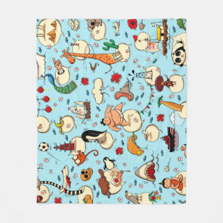 World Wonders: Farbenfrohe blaue Muster. Fleecedecke